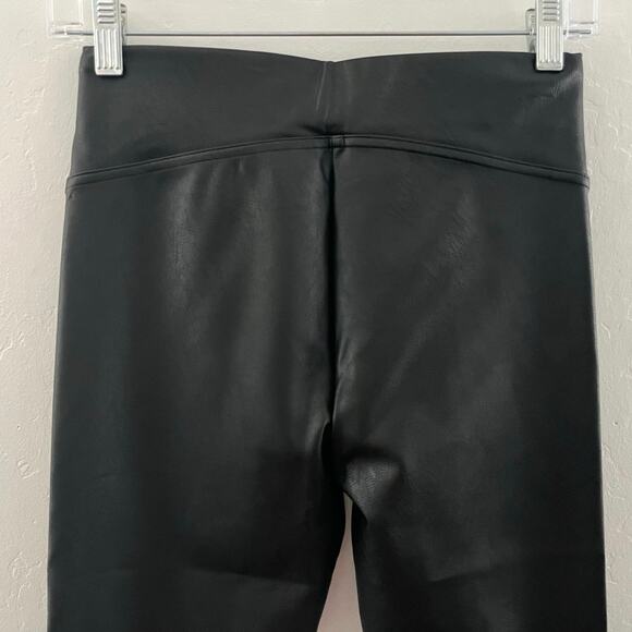 Spanx Leather-Like Front Slit Pants Women's XS in Luxe Black Faux Vegan NWT - Picture 11 of 12